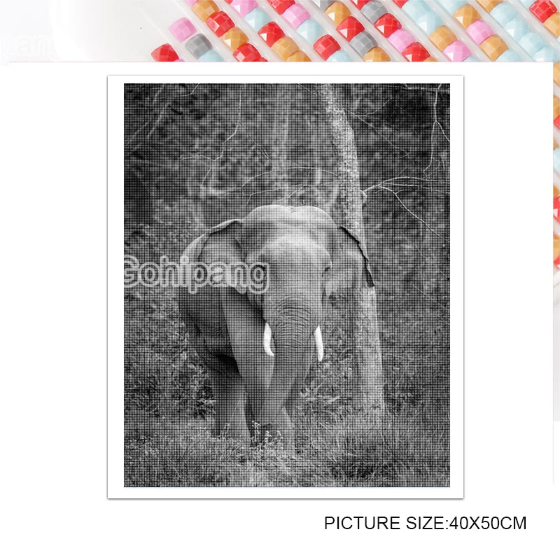 

Diamond Embroidery Strong and Giant Elephants and Their Babies 5D DIY Cross Stitch Rhinestones Square or Round Diamond Decoratio