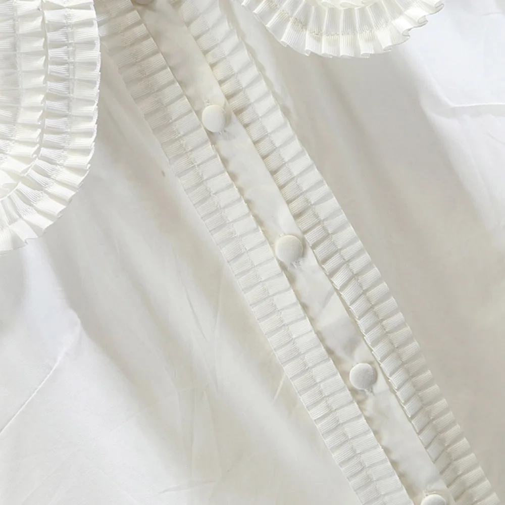 

2021 Summer New Solid Color Fungus Splicing Single-breasted Doll Collar Sleeveless Blouse Loose Casual Japanese Style Women's