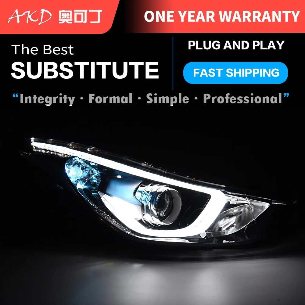 АКД автомобильного тюнинга фар для Hyundai Elantra 2012 2016 светодиодные фары DRL