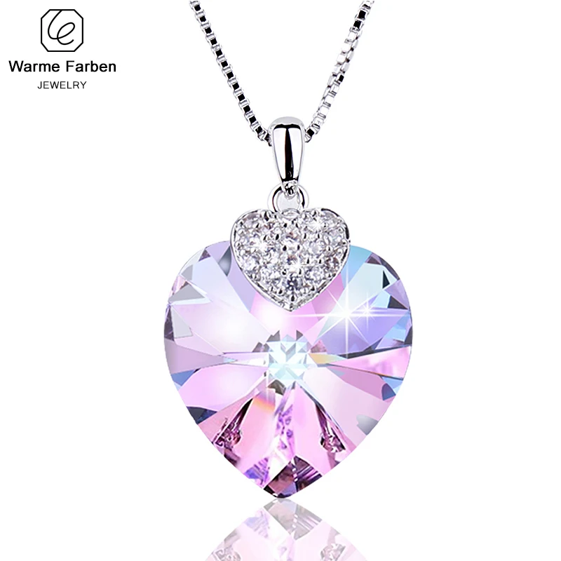 Warben Farben украшенная кристаллами от Swarovski сердце аметистовая Подвеска для колье модные ювелирные изделия колье ожерелье