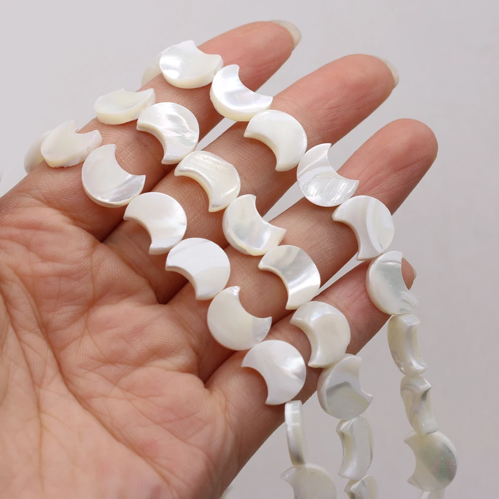 

Natural Shell White Beads Moon Shape for DIY Jewelry Making Necklace Earrings Accessories High Quality Gift