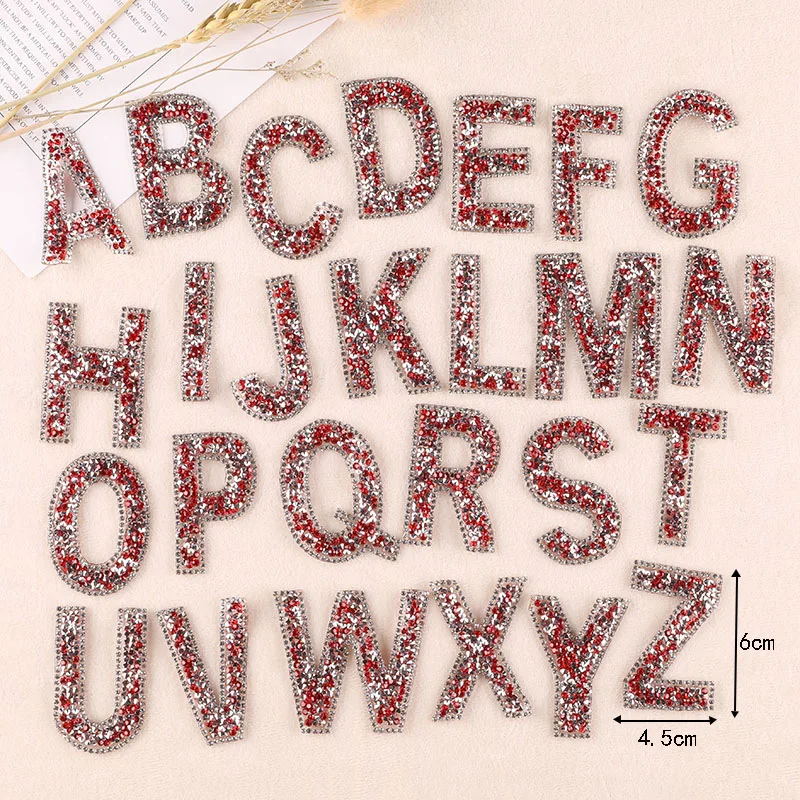 

26pc/set English letter Patches Iron On Rhinestone Clothing Personalized Custom Name Letter Sticker