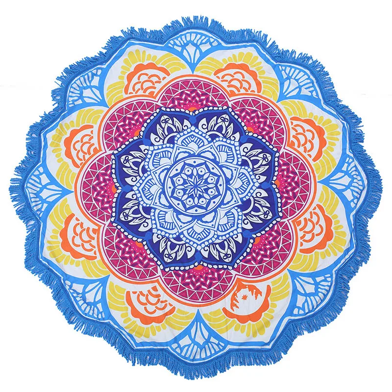 

Yoga Blankets Round Beach Towel Yoga Mat Diameter 150cm With Flowers Pattern Indian Mandala Tapestry Picnic Mat Valentine's Day