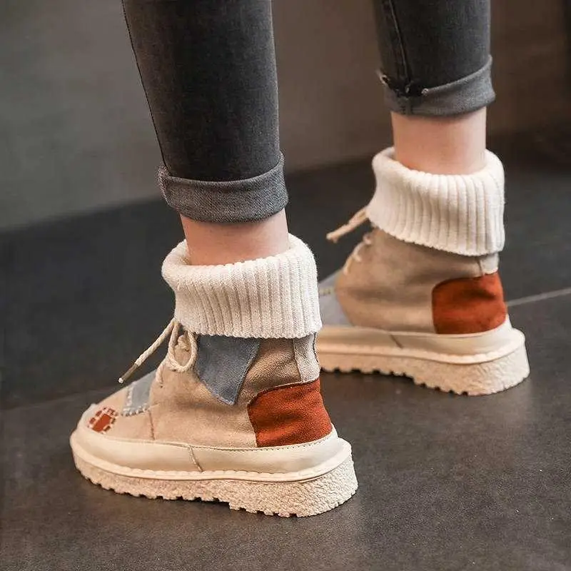 Новые зимние высокие женские ботинки на платформе вязаные носки мартинсы