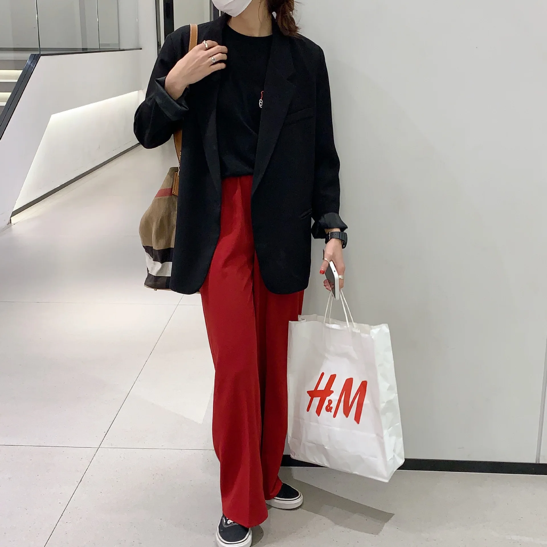 

Hanging Loose Waist Wide-legged Suit Pants 2021Spring Korean Version of Loose Straight Casual Pants Girl Women Bottoms Pants