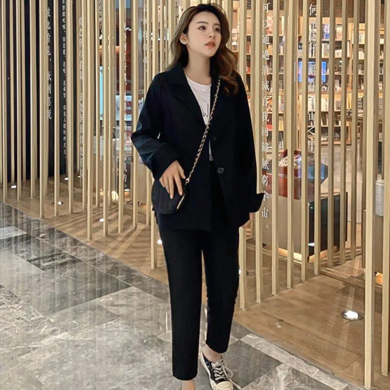 

Autumn Elegant Blazers Two Piece Set Women Casual Notched Long Sleeve Blazers Coat+Pencil Pant Office Business Tracksuit Outfits