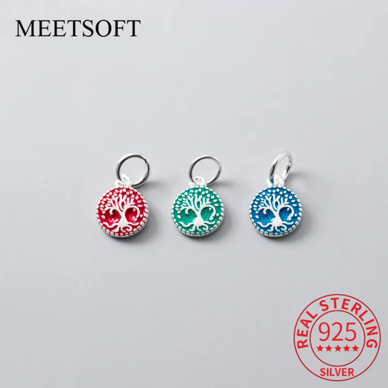 

MEETSOFT Мода 925 стерлингового серебра Красочные Дерево Серьги Подвески DIY Ювелирные ожерелья ручной работы выглядит очаровательно ювелирных а...