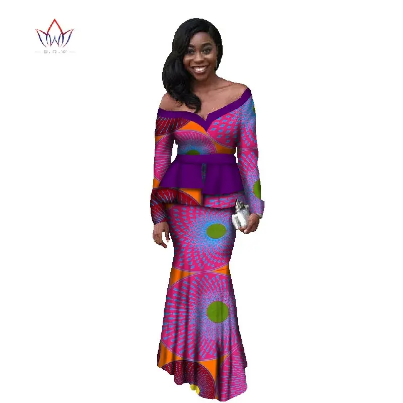 Женское платье с длинным рукавом WY616 Осеннее модное дизайнерское в африканском