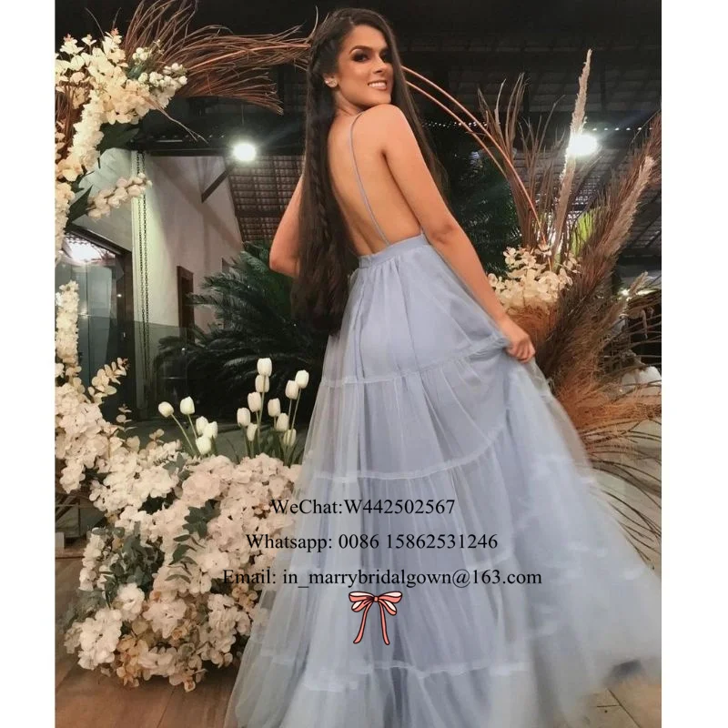 Сексуальные вечерние платья на выпускной 2021 с открытой спиной, A-силуэт, глубоким V-образным вырезом и объемным фатином для полных девушек, украшенные оборками и подходящие для вечеринок, празднований выпуска и конкурсов.