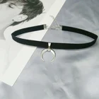 Модные ожерелья короткие ключицы ожерелье полумесяц Кулон Воротник Колье из фланелевой ткани