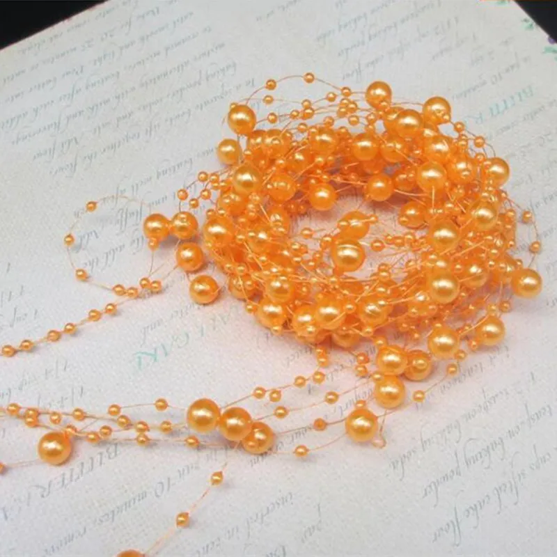 orange Горячая 8+ 3 мм леска искусственная цепочка с жемчужными бусинами гирлянда цветы DIY свадебная поставка украшений для вечеринок 5BB5600 - Цвет: orange
