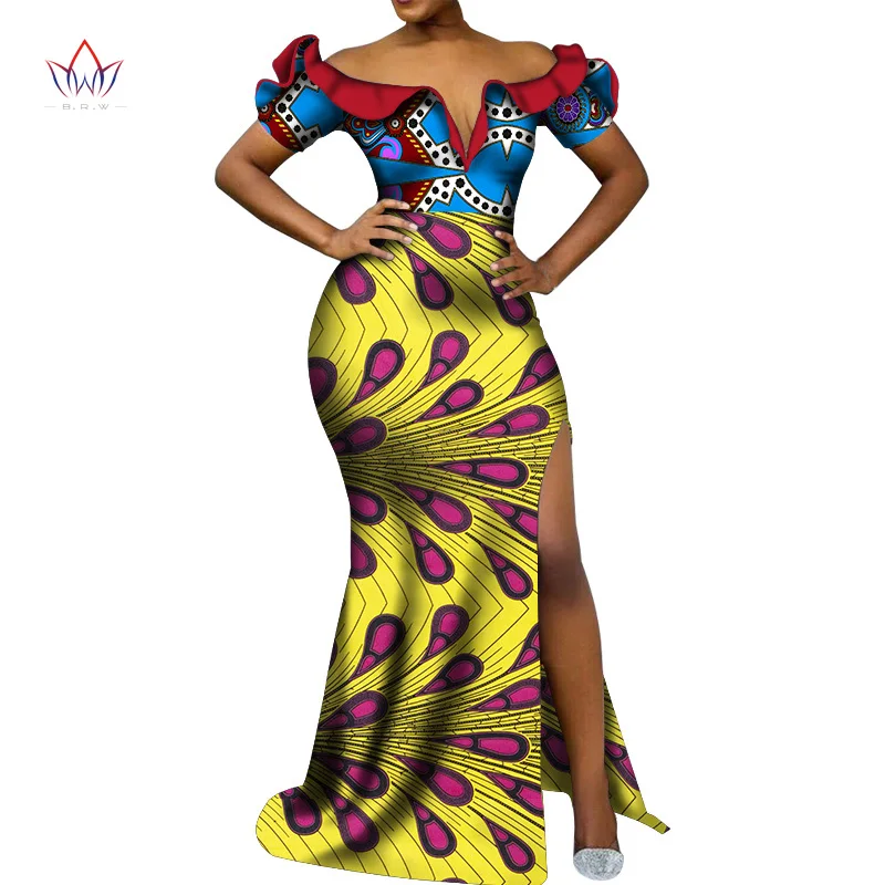 5 Vetement Femme Dashiki, африканские платья с v-образным вырезом для женщин, повседневные Свадебные вечерние африканские платья с коротким рукавом, Анкара, длинное платье swy5297 - Цвет: 5