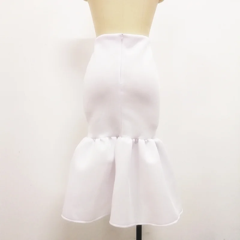 Большой Размеры женские белые Плиссированное юбки Для женщин Русалка Высокая