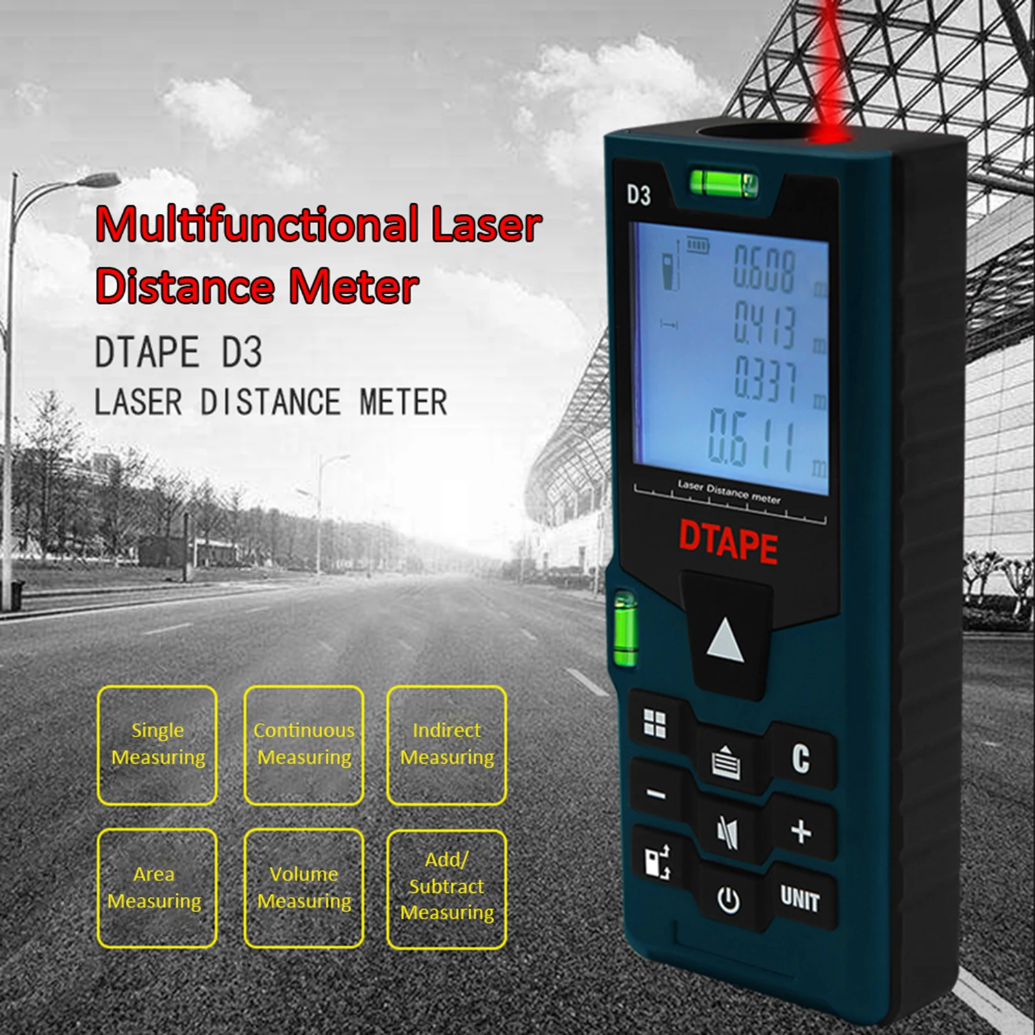 Цифровой лазерный дальномер с ЖК дисплеем и подсветкой 120 м|Лазерные дальномеры| |