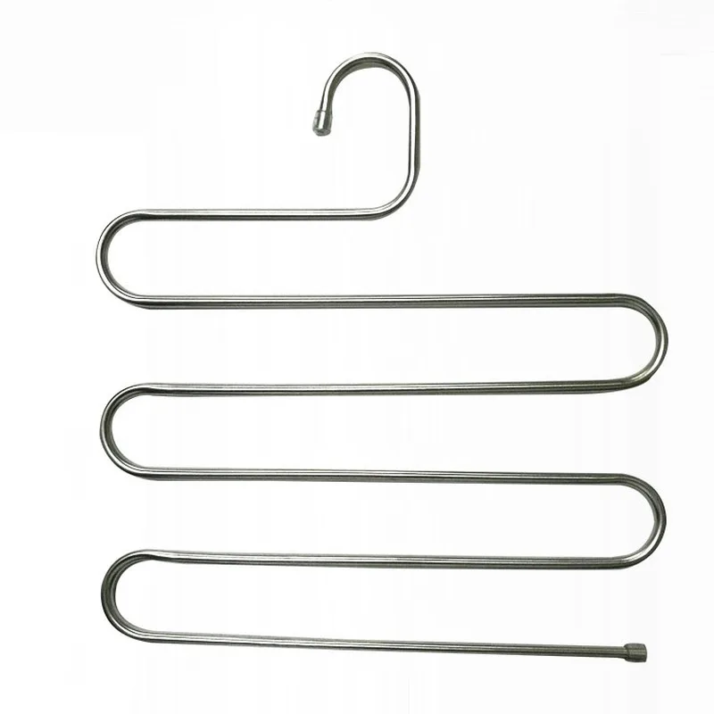 

5 Layers Stainless Steel Clothes Hangers S Shape Pants Rack Storage Hangers Clothes Storage Rack Multilayer Storage Cloth Rack