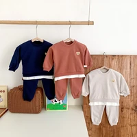 2022 spring new baby boys clothes set bear embroidery hoodies and pants 2 pcs tracksuit toddler girl outfit kids sweatshirt suit