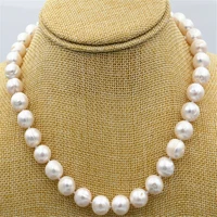 12 13mm white pearl necklace earrings set jewelry box chic clasp hang cultured chain