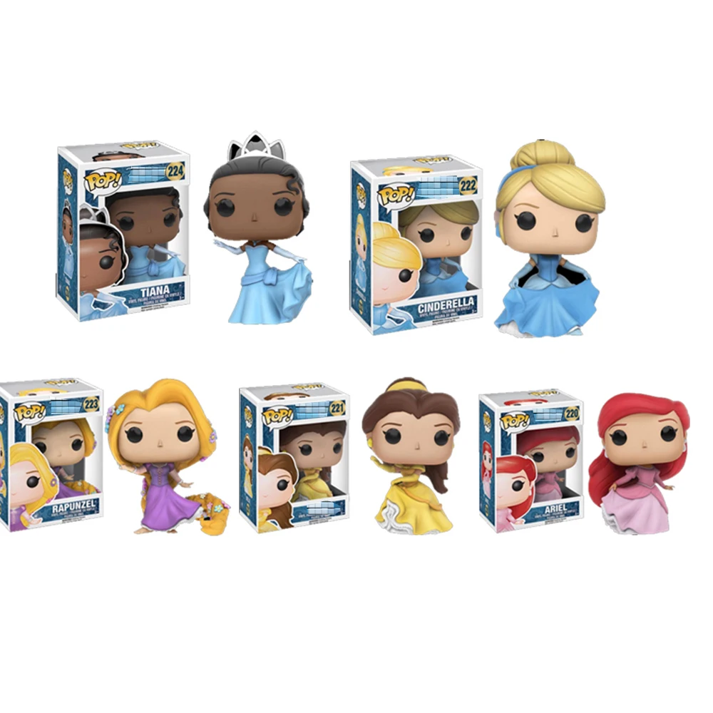 Funko pop Ариэль Рапунцель Золушка Тиана Фигурки ПВХ Модель Коллекция