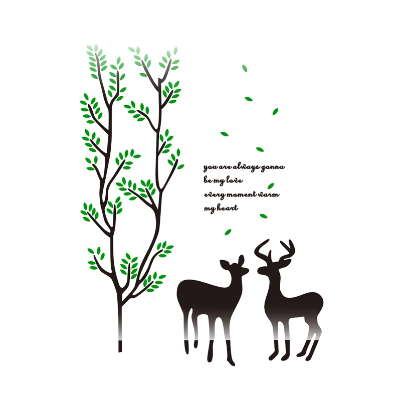 

WS59 INS two elks and tree wall stickers self-adhesive living room dining room bedroom wall decoration creative 3D wall stickers