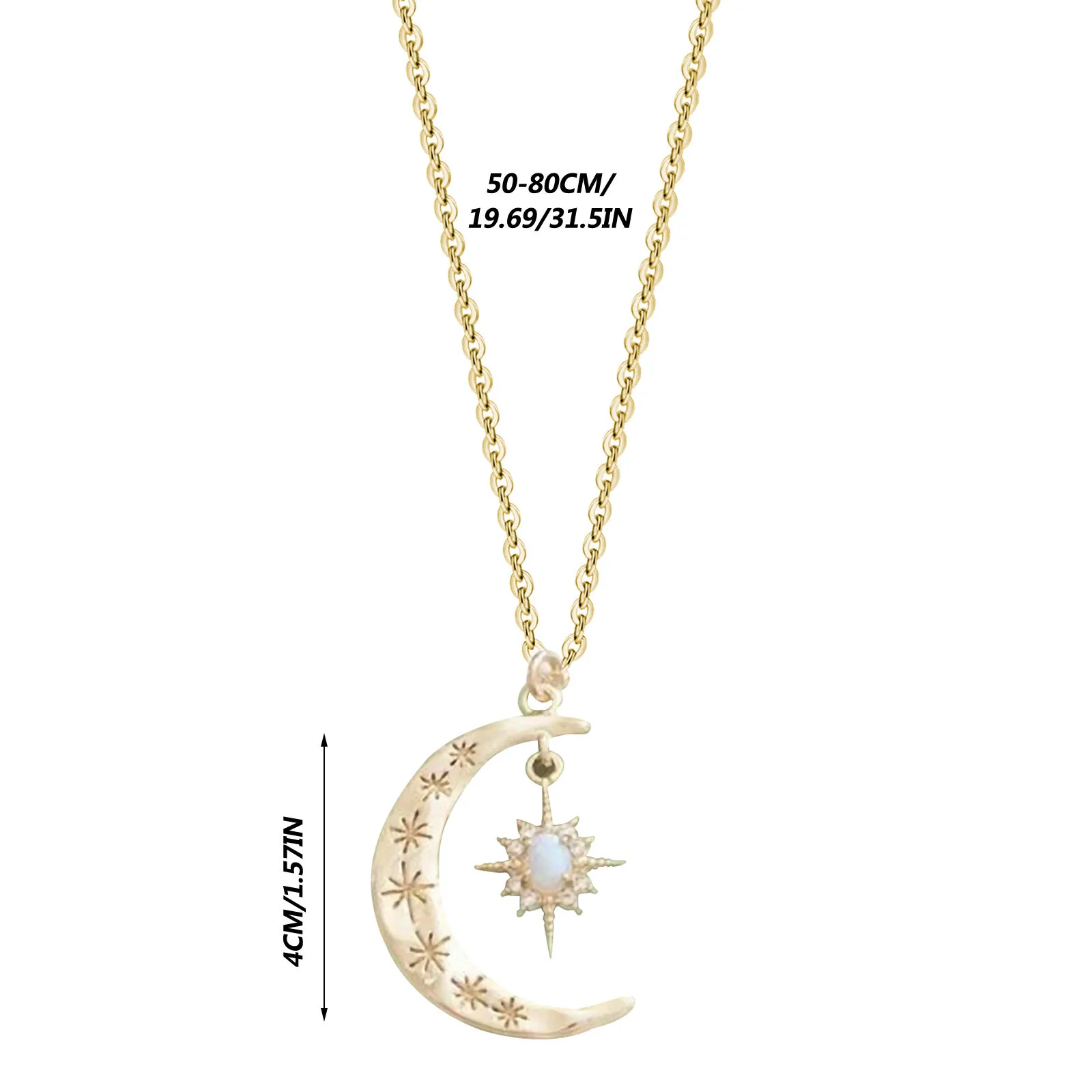 

Pendant Necklace Women Bohemian Style Exquisite Gold Crescent Necklace Opal Necklace Jewelry Gift 2021