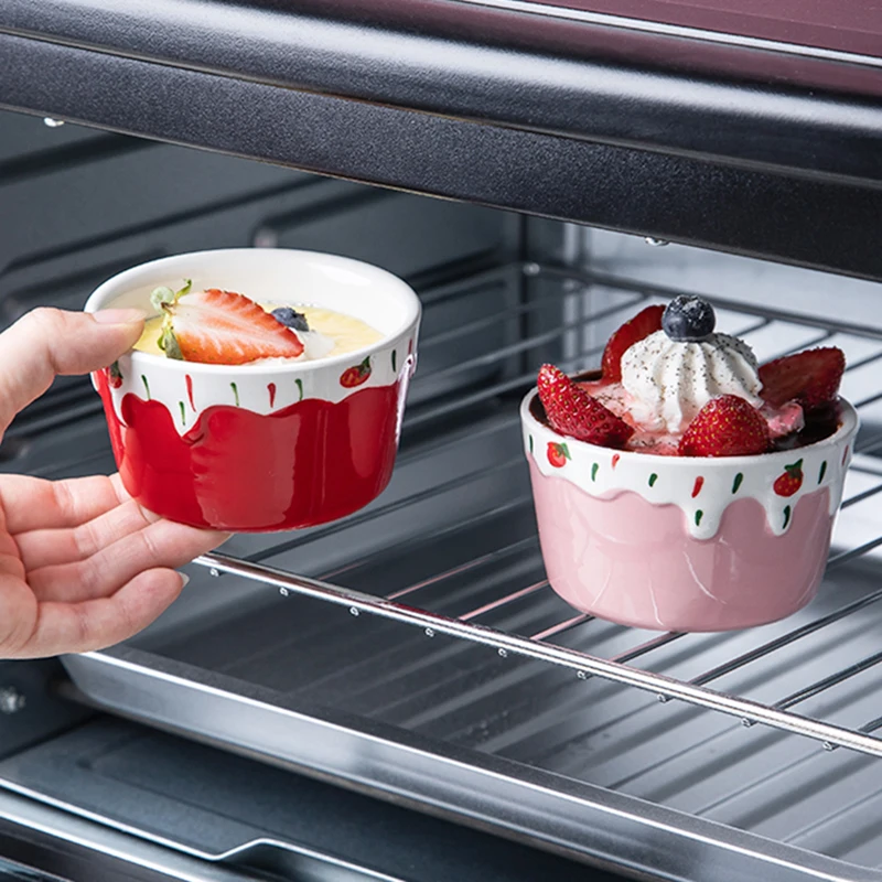 2pcs nordic kitchen small cake pudding mold baking mini baking bowl oven special ceramic high temperature resistant appliances free global shipping