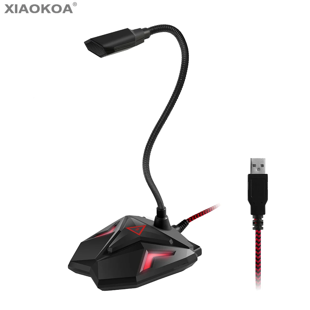 Профессиональный USB игровой микрофон для компьютера, настольный конденсаторный микрофон для игры в реальном времени, вещания, YouTube, Facebook XIAOKOA