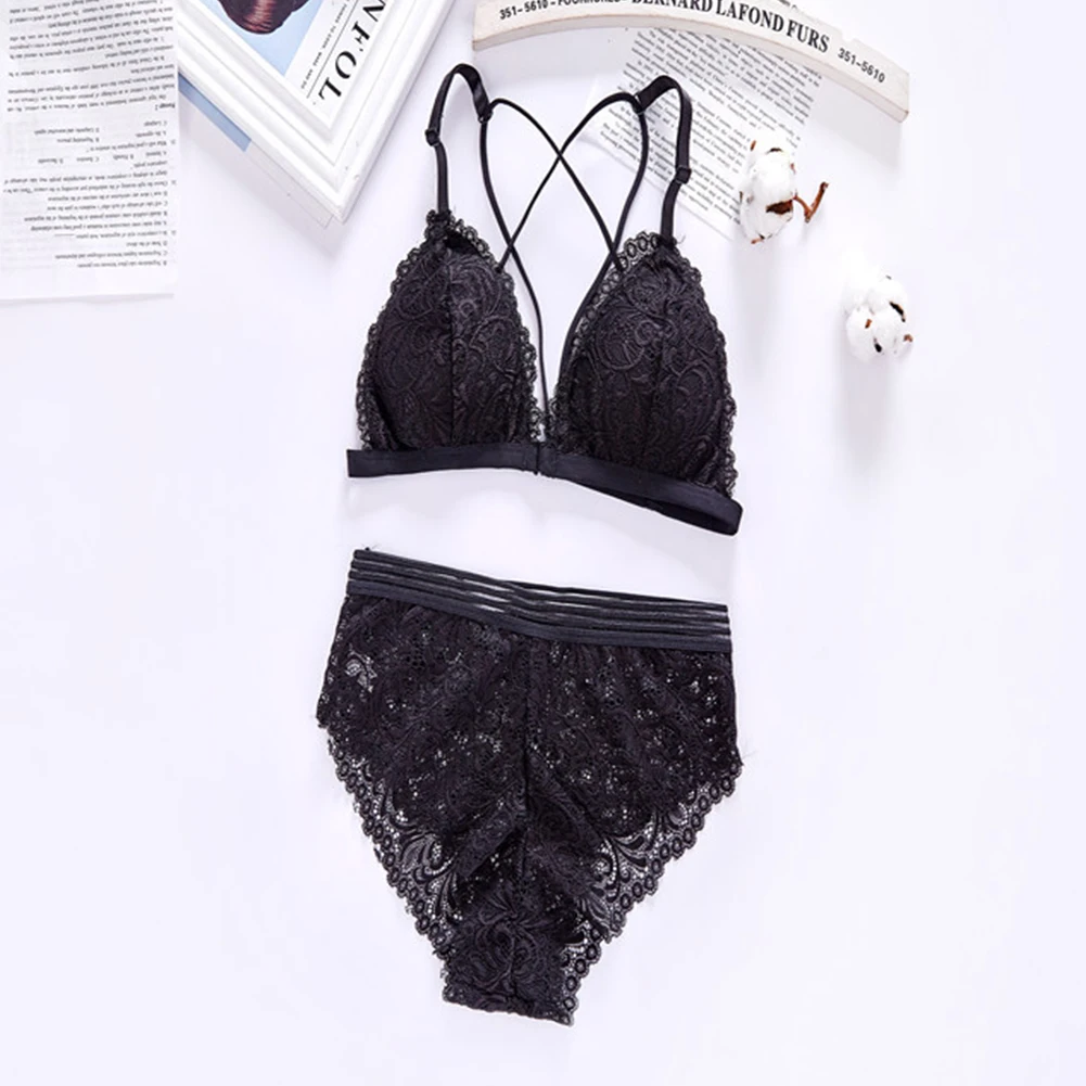 Женский сексуальный комплект нижнего белья однотонный кружевной бюстгальтер с