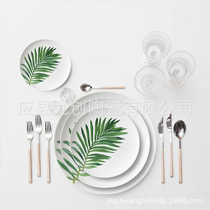 

New bone porcelain plate wedding hotel model room tableware plate fresh style