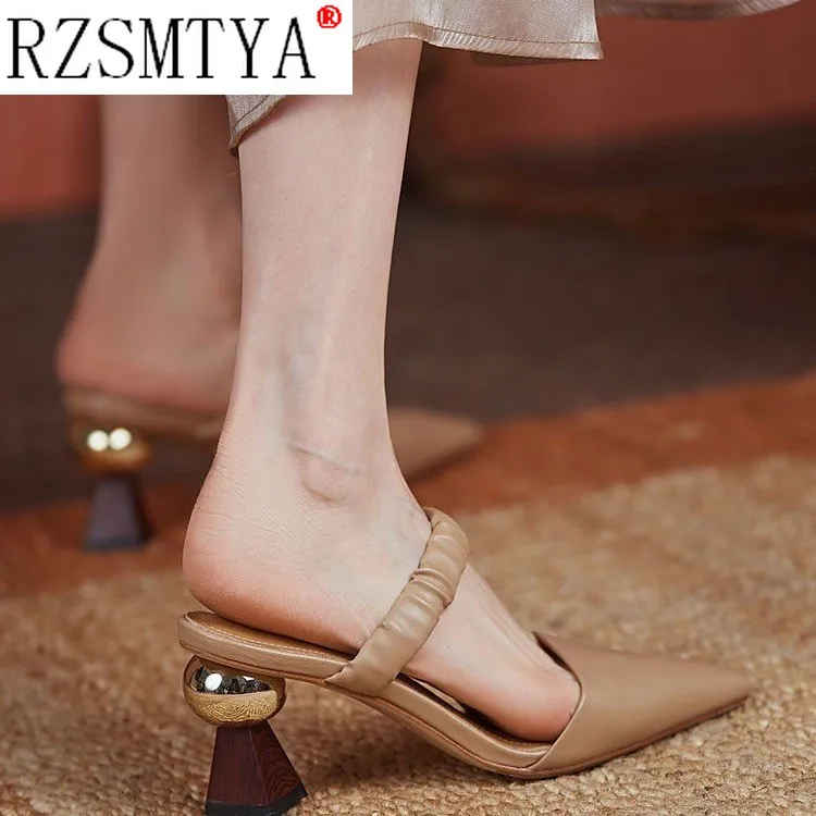 Шлепанцы женские на высоком каблуке 6 см повседневные со странным каблуком 2021 |