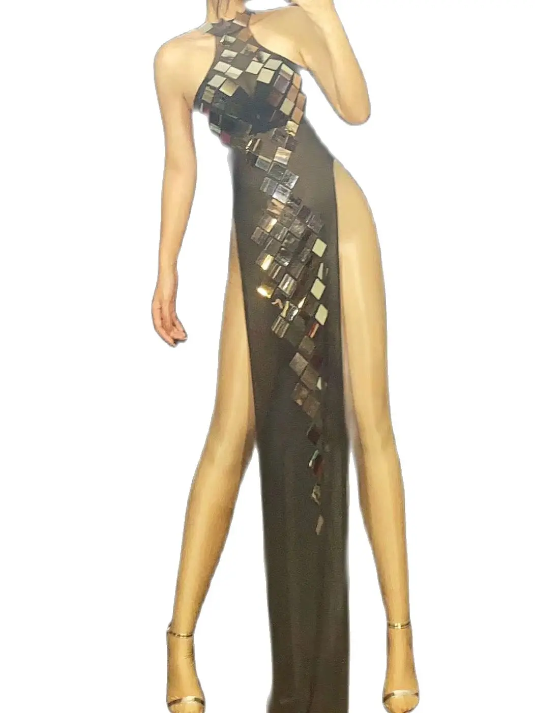 Женское облегающее платье Чонсам в китайском стиле с блестками и высоким