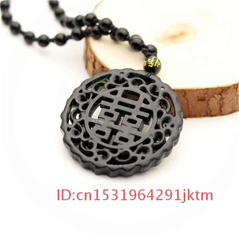 Кулон черный зеленый для ожерелья резной китайский обсидиан ювелирные изделия