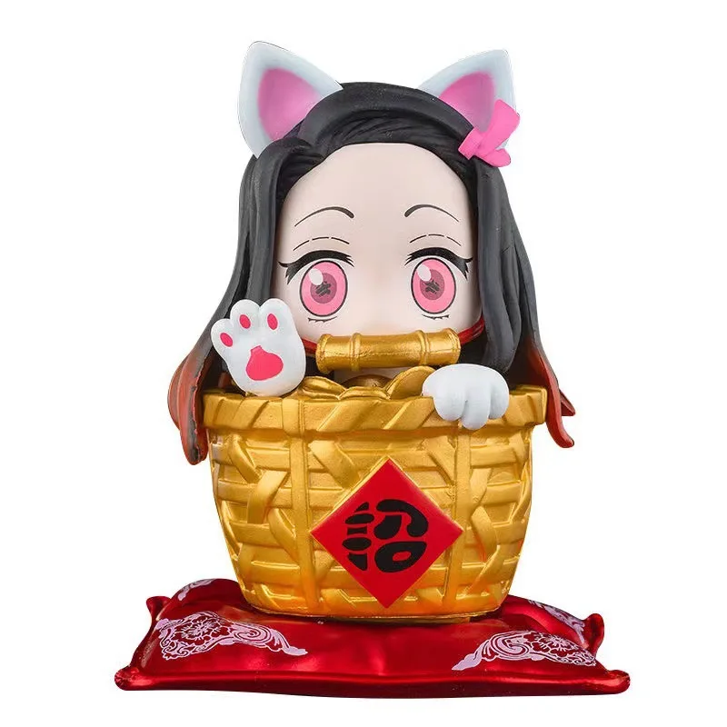 

Anime Demon Slayer Blade Kamado Nezuko Lucky Cat Q Version PVC Figure Collection Model Doll Toys Gift Decor