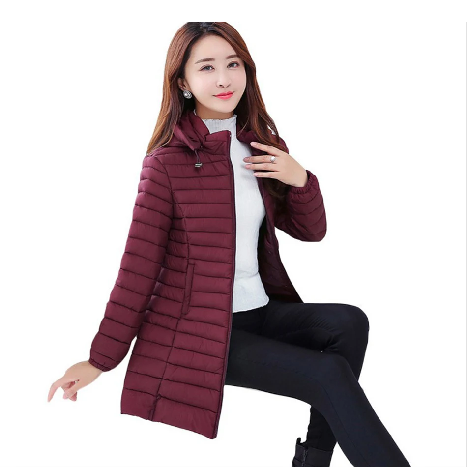 Женская парка с капюшоном Длинная утепленная из хлопка размеры 6XL для