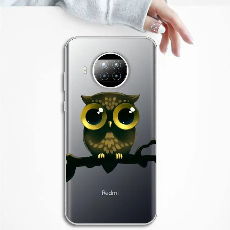 

Animal Cute Cartoon Owl Phone Case Transparent Clear for Xiaomi Redmi note 10 t 8 9 pro lite 11