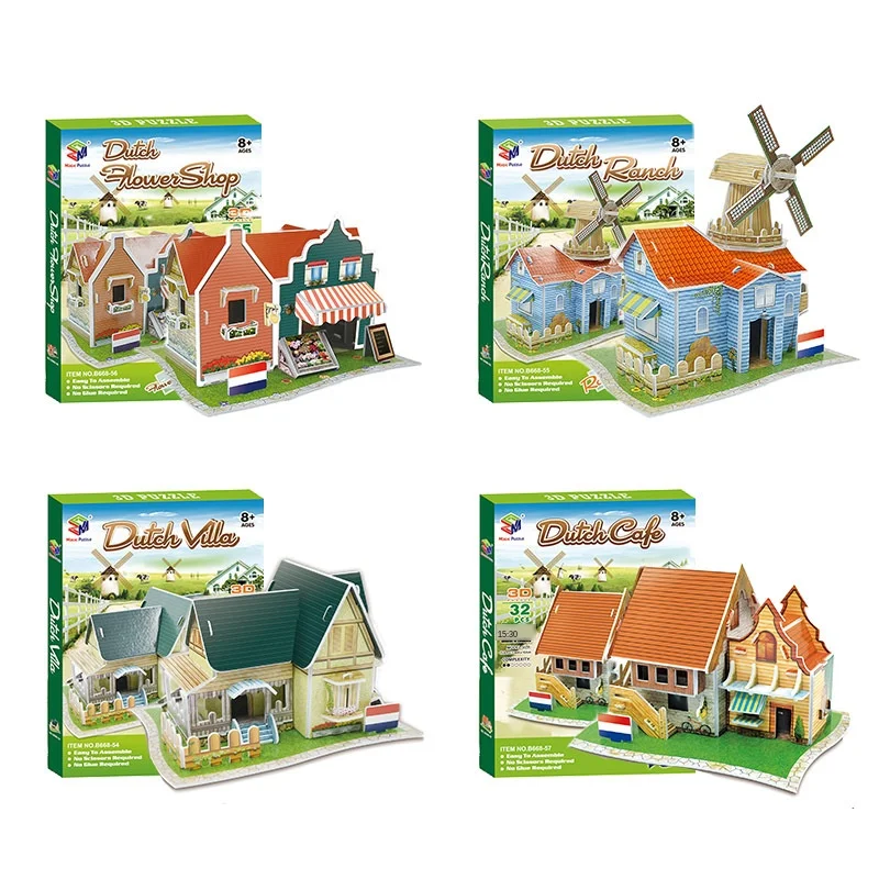 3D трехмерная головоломка мировой Стиль бумажная модель здания детская сборка и