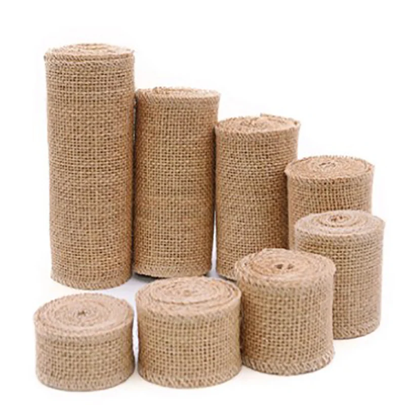

2m Natural Vintage Rustic Jute Burlap Hessian Ribbon Rolls Gift Wrapping Festival Party Wedding Decoration