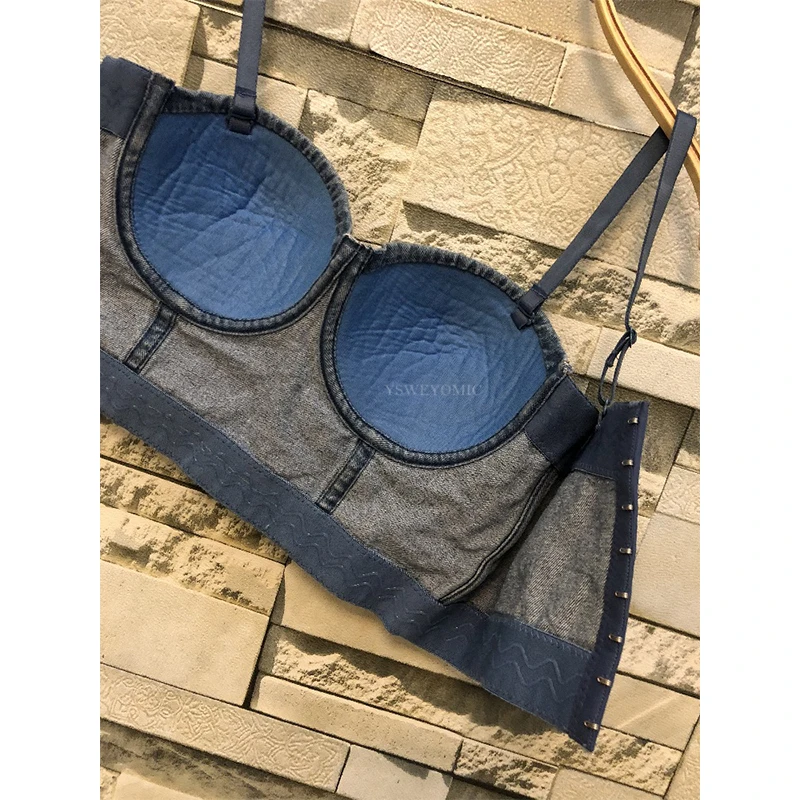 Женский короткий джинсовый топ в ковбойском стиле пикантный из хлопка летний