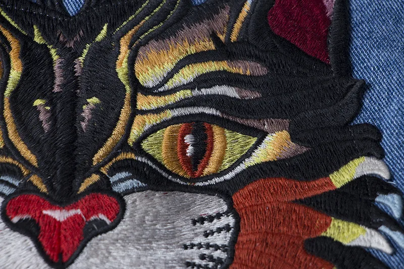 

New 19ss Men Long Sleeve Back Embroidery leopard Fashion High quality Denim Baseball Coats & Jackets Abstract digital coat #E199