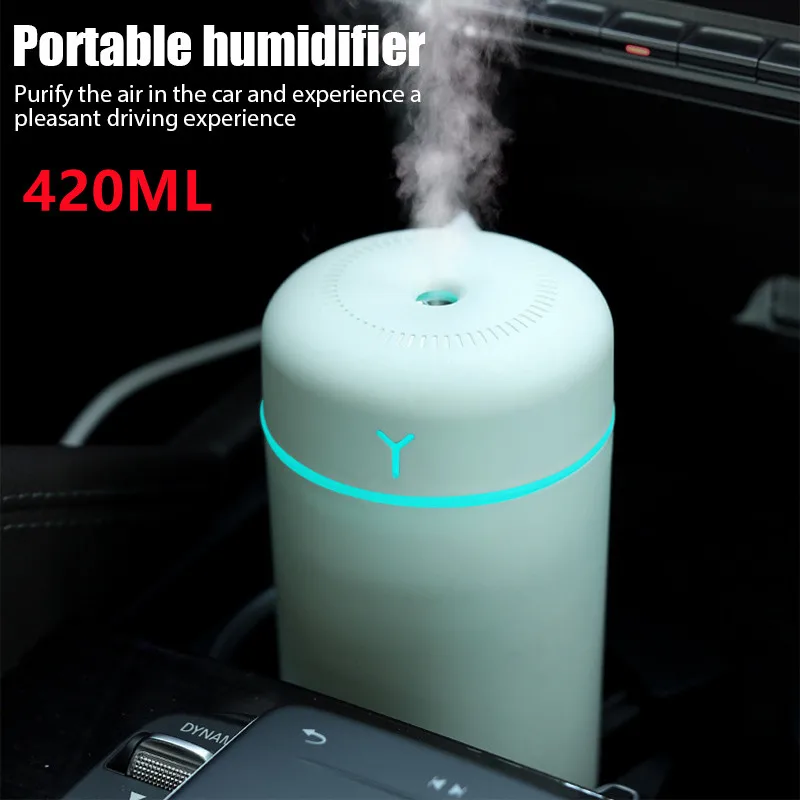 

420/220ml Air Humidifier Aroma Oil Humidificador for Home Car USB Cool Mist Sprayer with Colorful Soft Night Light Purifier