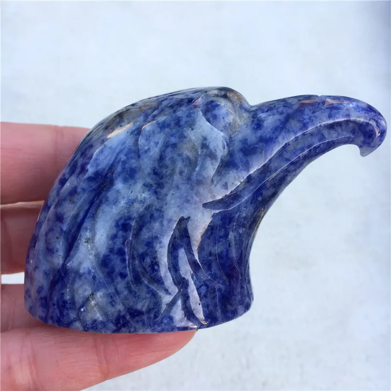 Натуральный камень синий точечный кристалл ручной работы Резная Голова Орла