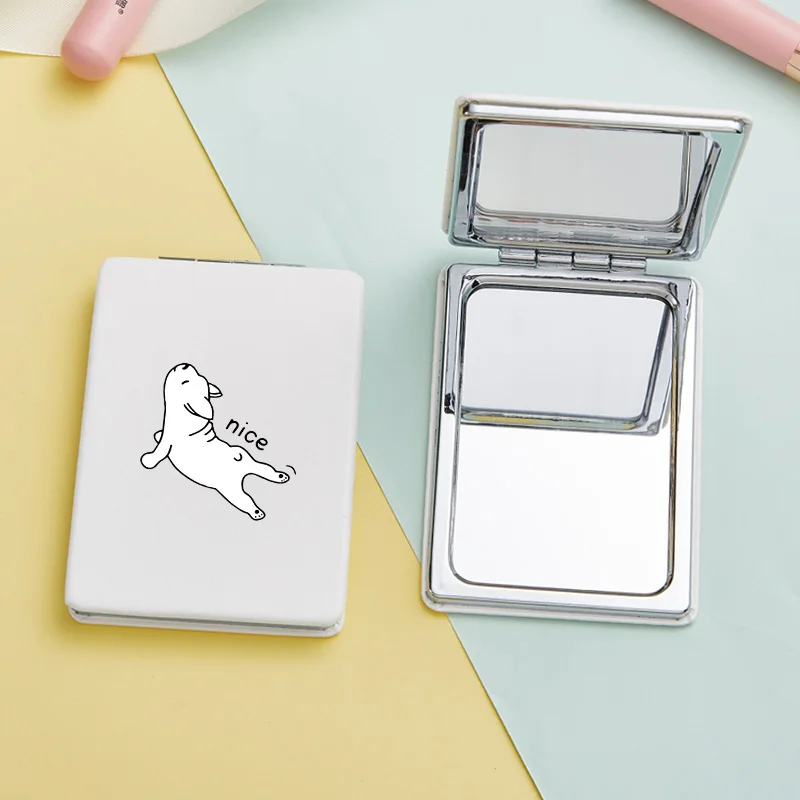 Забавное зеркало для макияжа кошки собаки мини портативное модное двухстороннее