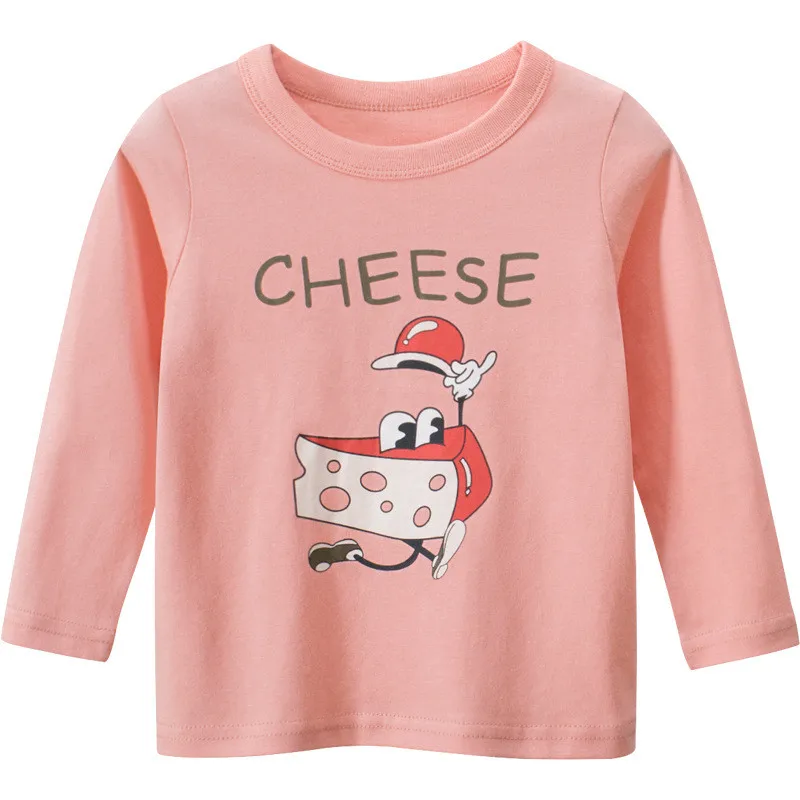 

Child top Spring Autumn Cotton Cute girl child Long-Sleeve T-Shirt Cartoon Running cheese kids top Clothing for 1-8 years old