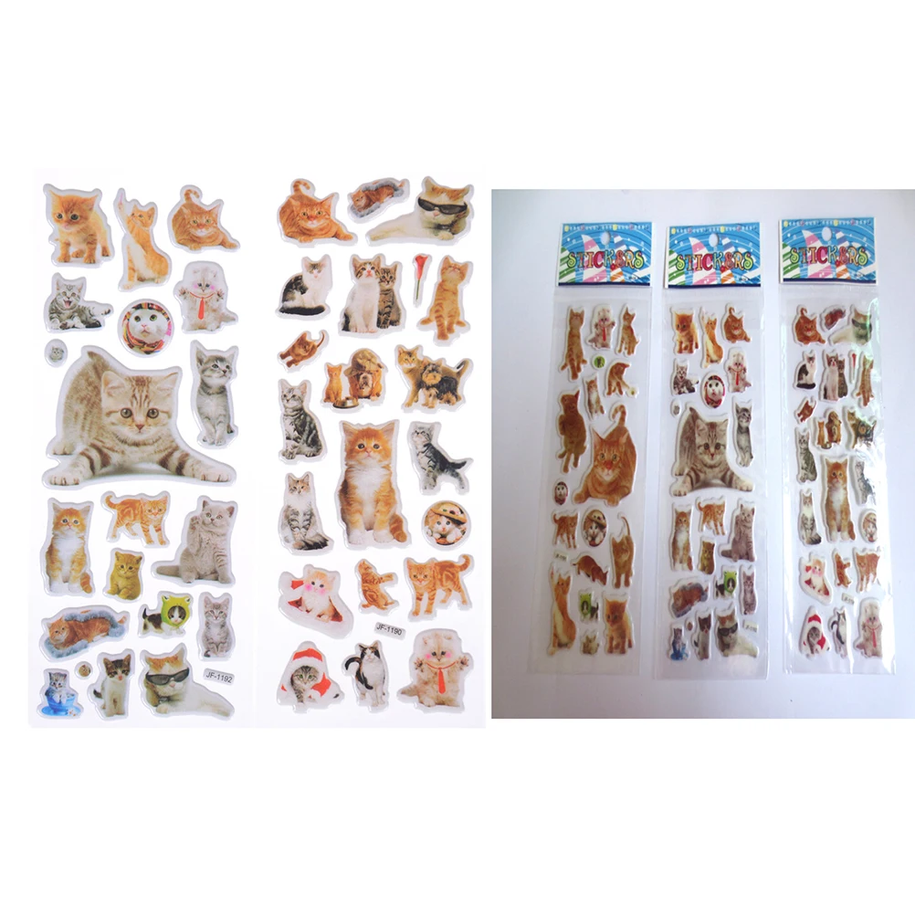 

3 Sheet/lot Kawaii PVC Bubble Puffy Stickers Cat Dog Princess Series Sticker Scrapbook Bubble Stickers Reward Kids Toys
