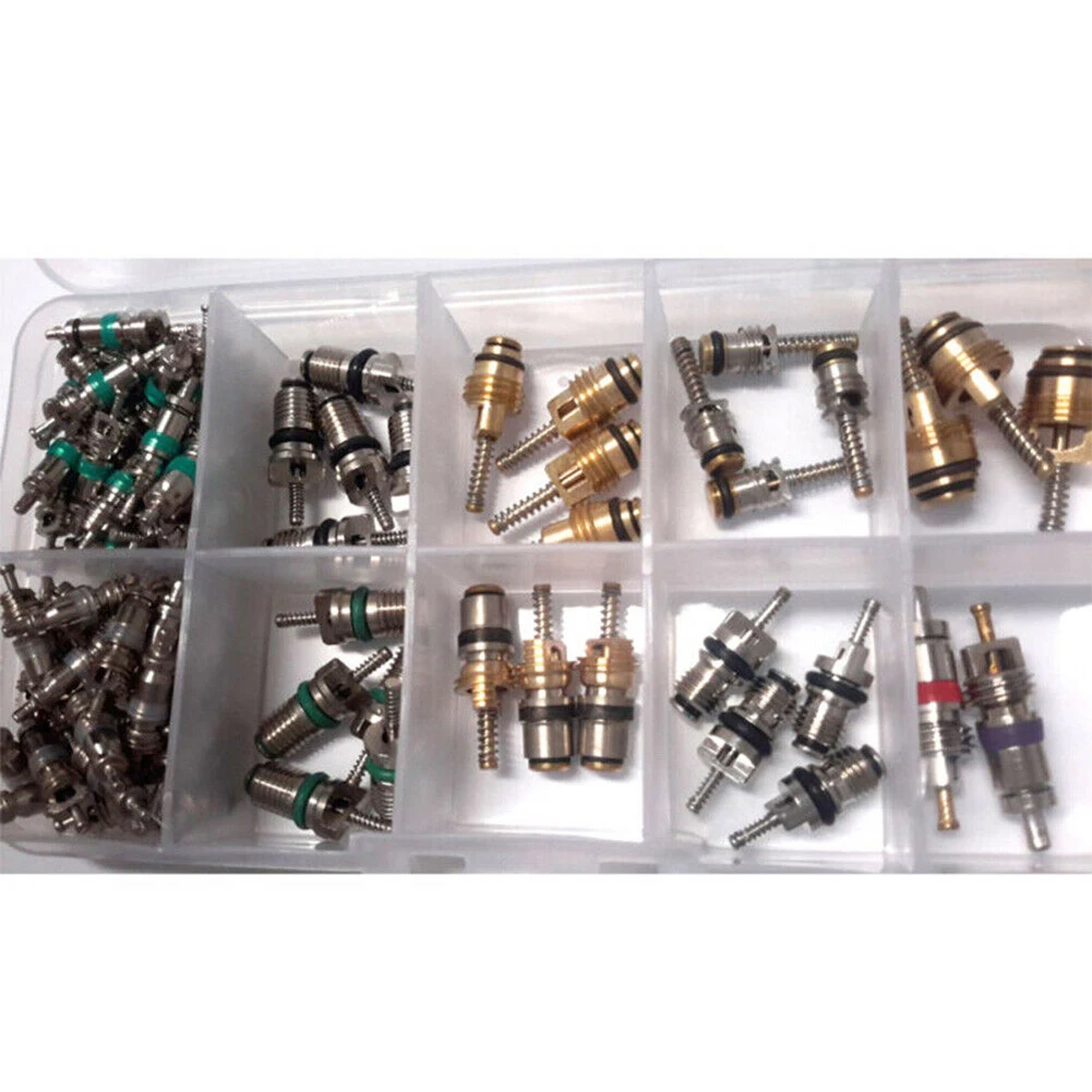 

BTRLIACY 102Pcs Car A/C Air Conditioning R134a Valve Core Assortment+Remover Tool Kit Set Support Dropshipping