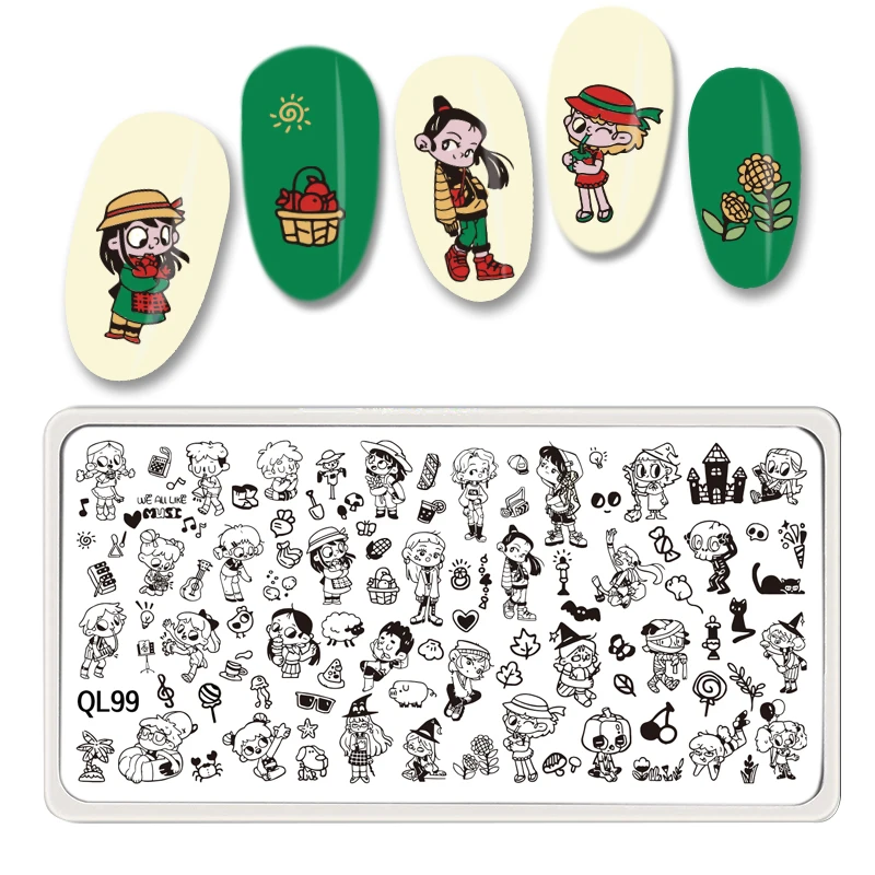 

Beauty Cartoon Person Nail Stamping Plates Nail Stamp Flower Nail Art Design Steel Stencil Manicure Stamping