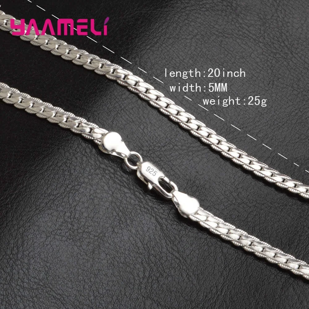 

Good Quality Flat Smooth Real 925 Sterling Silver Snake Chain Necklace For Women Romantic I Love You Words Link Genuine Jewelry
