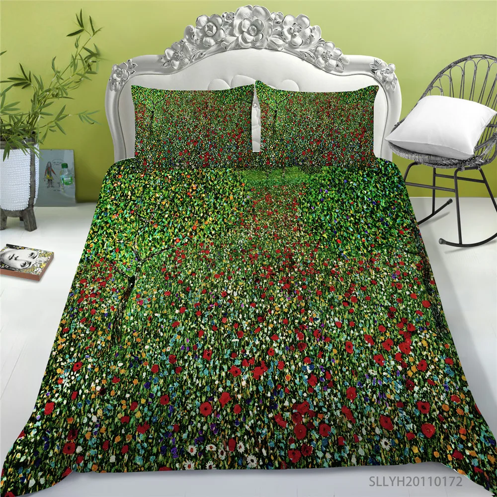 

3D Bedding Set King Size Comforter Cover Set Oil Painting Print 2/3 Pcs Bedclothes Bedroom Decoration