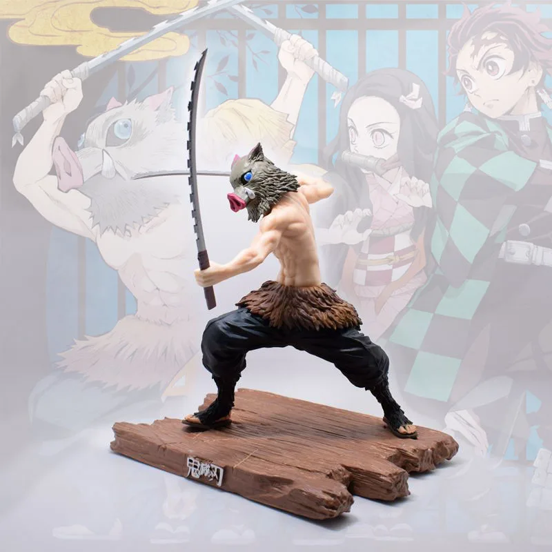 

Hashibira Inosuke 28CM WIth Sword PVC Replaceable Head Anime Figure Kimetsu No Yaiba Figurine Manga Demon Slayer Collection Toys