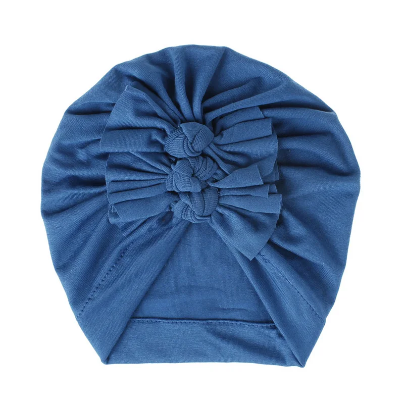 Blue 16 цветов, хлопковая детская шапка, шапка-тюрбан с бантом, реквизит для фотосессии, детская шапочка, Аксессуары для младенцев, детская шапка для девочек и мальчиков, детские шапки - Цвет: Blue