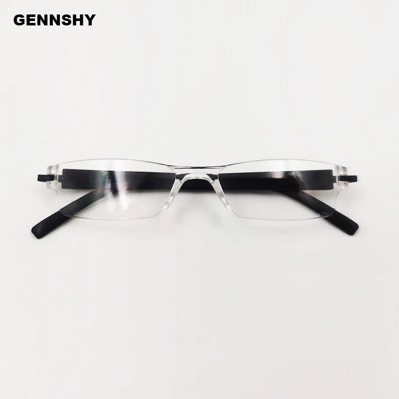 

New Rimless Ultralight Men Women Reading Glasses Small Suqare Transoarent Magnification Eyewear Presbyopic Glasses Power +0.75